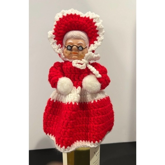 Wine Bottle Kitschy Christmas‎ Topper Mrs Claus - Picture 1 of 5